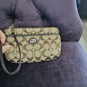 Coach Brown Wristlet Bag